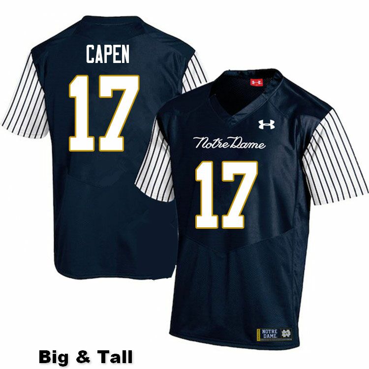 Men's NCAA Notre Dame Fighting Irish #17 Cole Capen Stitched College Under Armour Authentic Navy Big & Tall Alternate Football Jersey OF10H76RV